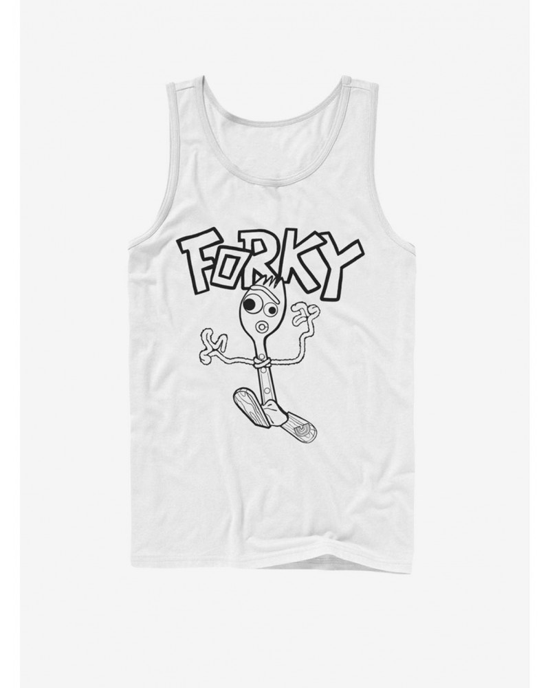 Disney Pixar Toy Story 4 Doodle Fork White Tank Top $8.96 Tops