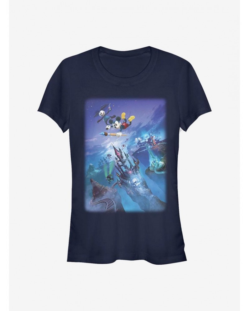 Disney Epic Mickey Flying By Poster Girls T-Shirt $7.72 T-Shirts