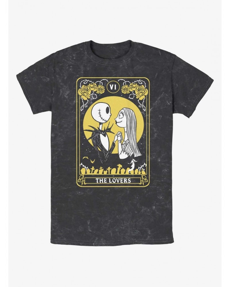 Disney The Nightmare Before Christmas The Lovers Tarot Card Mineral Wash T-Shirt $10.62 T-Shirts