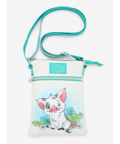 Loungefly Disney Moana Pua & Hei Hei Watercolor Passport Crossbody Bag $6.37 Bags