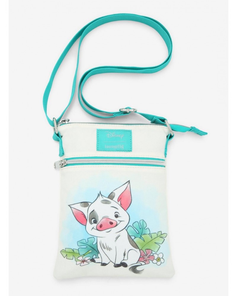 Loungefly Disney Moana Pua & Hei Hei Watercolor Passport Crossbody Bag $6.37 Bags