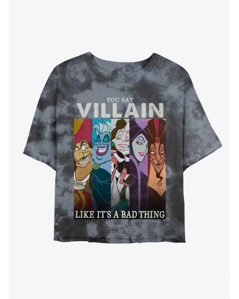 Disney Villains You Say Villain Likes It's A Bad Thing Tie-Dye Girls Crop T-Shirt $8.96 T-Shirts