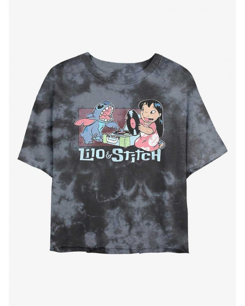 Disney Lilo & Stitch Duo Records Tie-Dye Girls Crop T-Shirt $14.45 T-Shirts