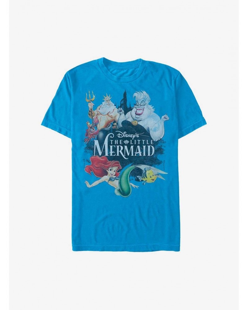 Disney The Little Mermaid Watercolor Movie Title Extra Soft T-Shirt $12.56 T-Shirts