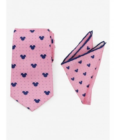 Disney Mickey Mouse Dot Pink Tie and Pocket Square Set $33.02 Square Set