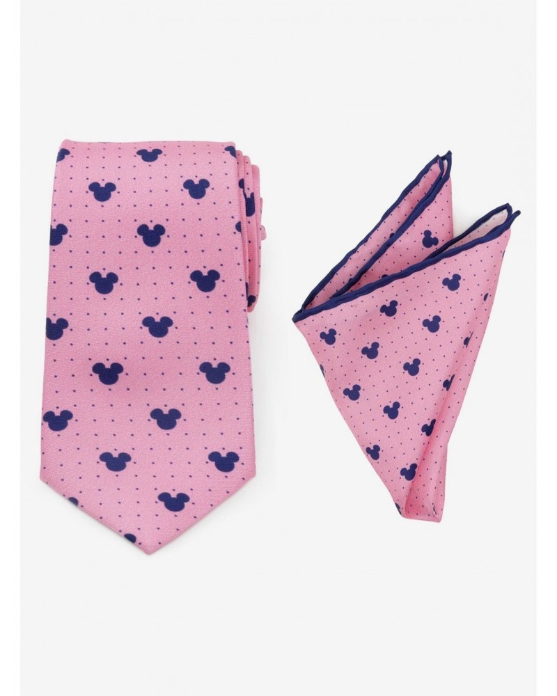 Disney Mickey Mouse Dot Pink Tie and Pocket Square Set $33.02 Square Set