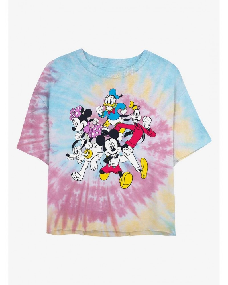 Disney Mickey Mouse Mickey and Friends Tie Dye Crop Girls T-Shirt $8.34 T-Shirts