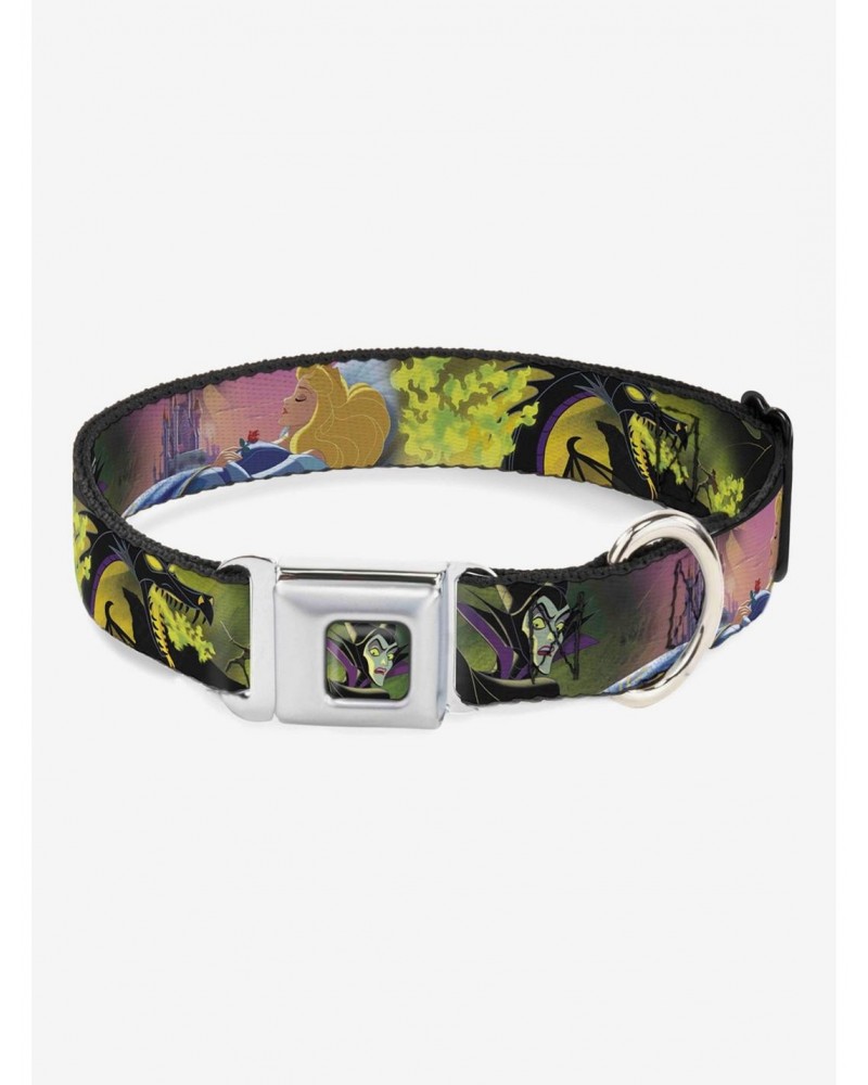 Disney Sleeping Beauty Maleficent Dragon Scenes Seatbelt Buckle Dog Collar $9.96 Pet Collars