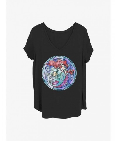 Disney The Little Mermaid Ariel Stained Glass Girls T-Shirt Plus Size $10.98 T-Shirts