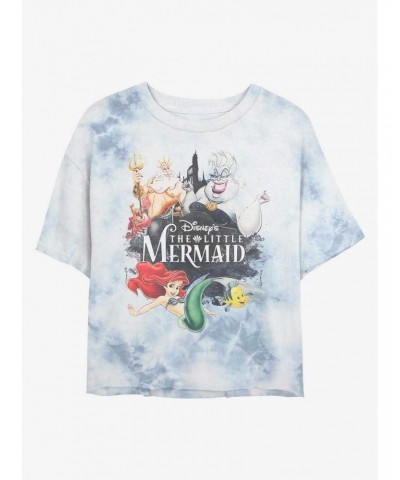 Disney The Little Mermaid Watercolor Poster Tie-Dye Girls Crop T-Shirt $8.67 T-Shirts