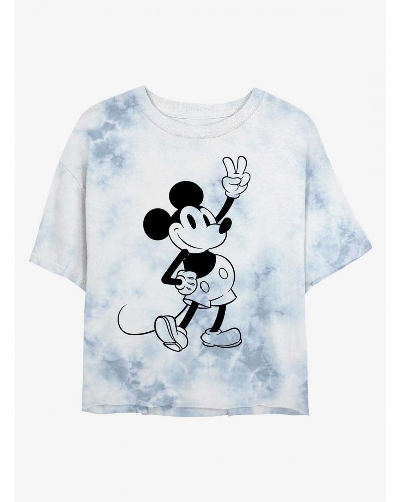 Disney Mickey Mouse Peace Out Tie-Dye Girls Crop T-Shirt $12.72 T-Shirts