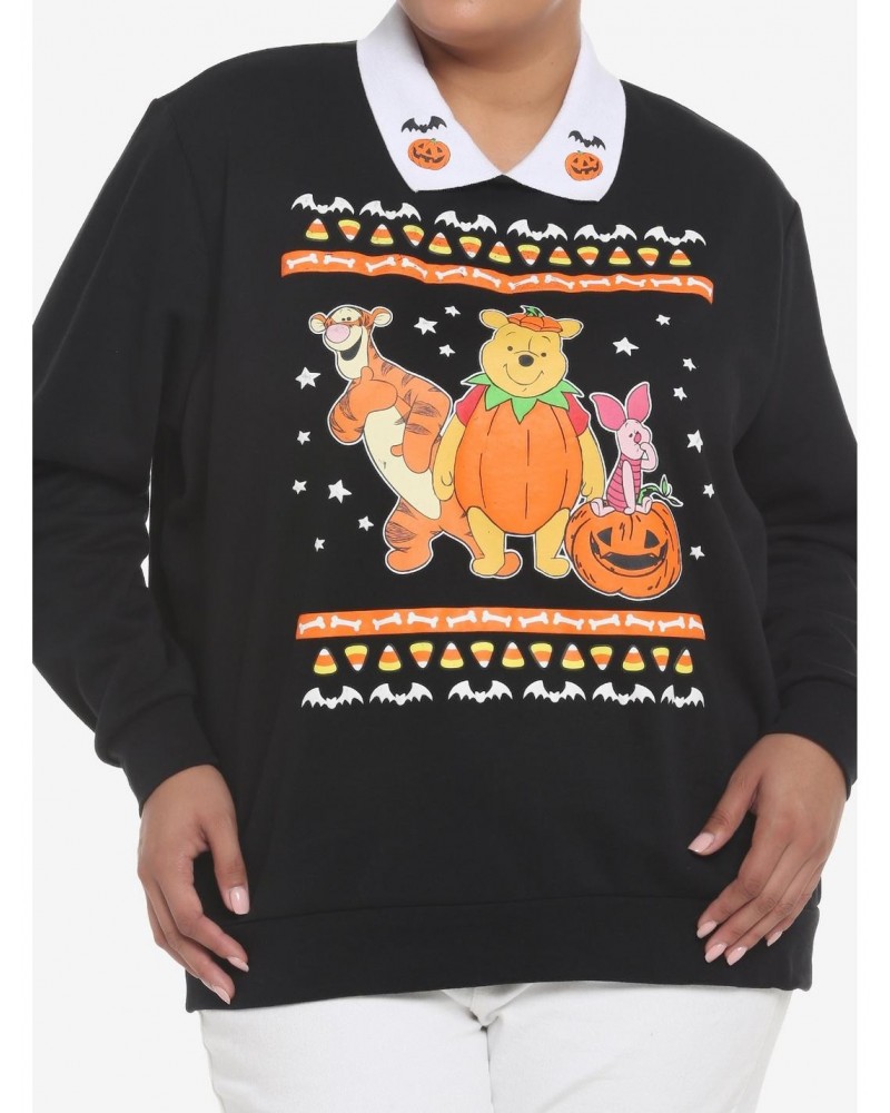 Her Universe Disney Halloween Winnie The Pooh & Friends Collared Girls Sweatshirt Plus Size $15.97 Sweatshirts