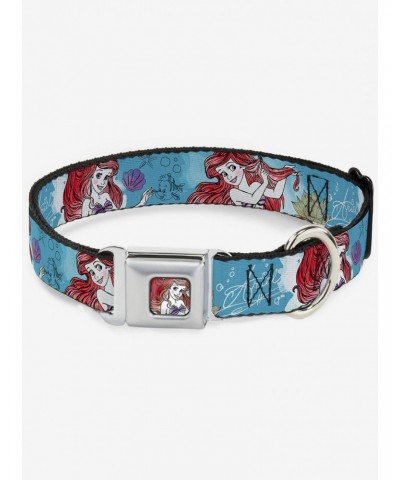 Disney The Little Mermaid Ariel Sketch Poses Seatbelt Buckle Dog Collar $9.96 Pet Collars