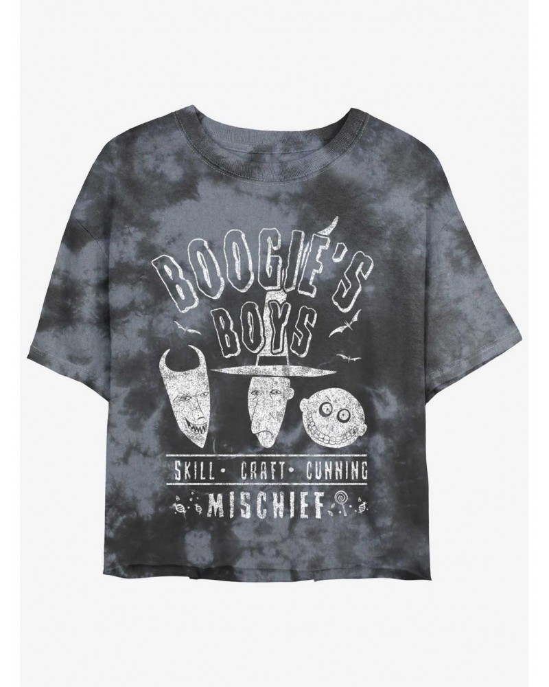 Disney The Nightmare Before Christmas Boogie's Boys Tie-Dye Girls Crop T-Shirt $10.69 T-Shirts