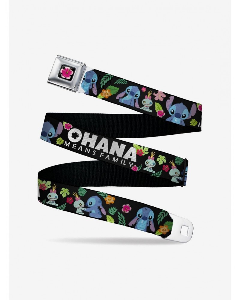 Disney Lilo & Stitch Ohana Means Family Scrump Poses Tropical Flora Seatbelt Belt $8.22 Belts