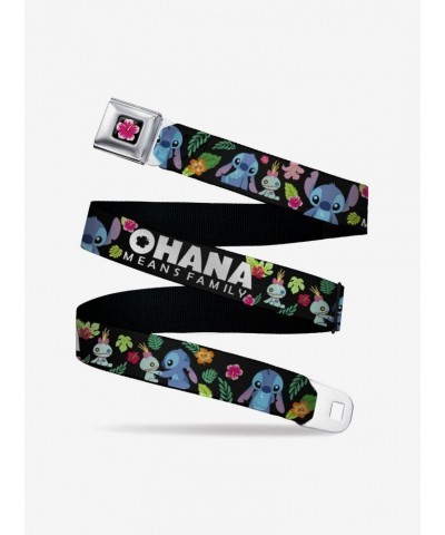 Disney Lilo & Stitch Ohana Means Family Scrump Poses Tropical Flora Seatbelt Belt $8.22 Belts