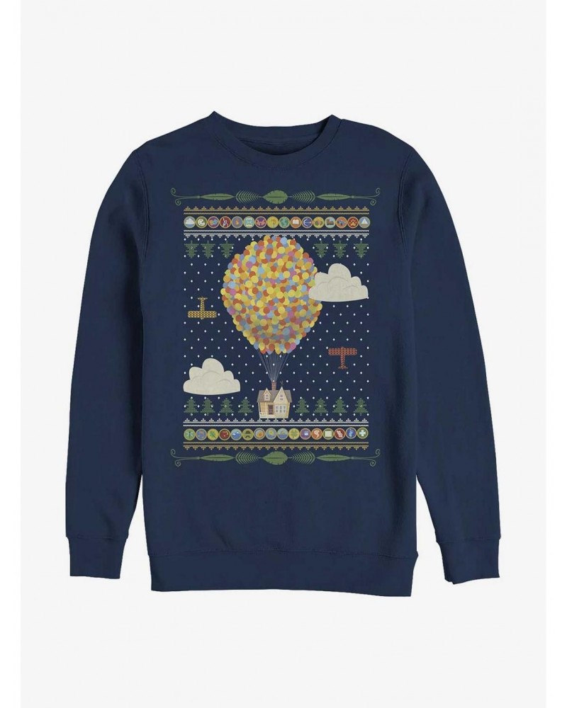 Disney Up Ugly Christmas Sweater Pattern Sweatshirt $14.76 Sweatshirts