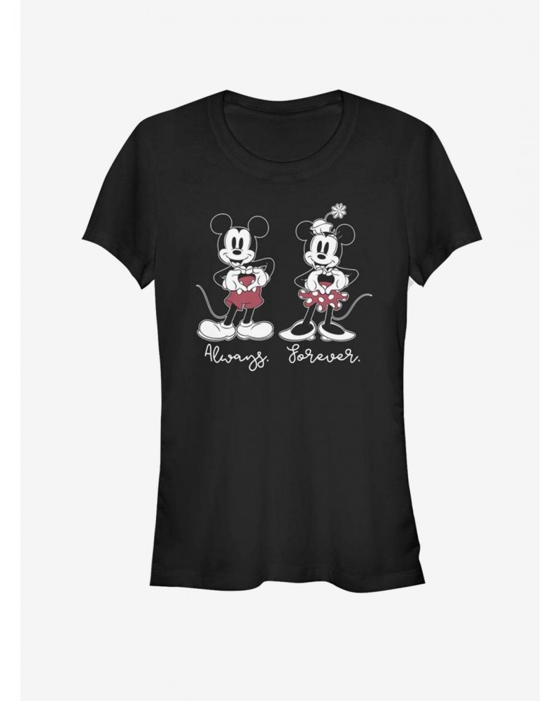 Disney Mickey Mouse And Minnie Mouse Always Forever Girls T-Shirt $11.45 T-Shirts