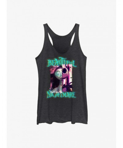 The Nightmare Before Christmas Jack & Sally Glitchy Beautiful Nightmare Girls Tank Top $9.32 Tops