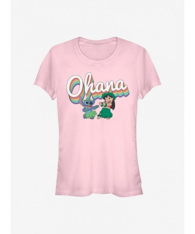 Disney Lilo & Stitch Rainbow Ohana Girls T-Shirt $9.46 T-Shirts