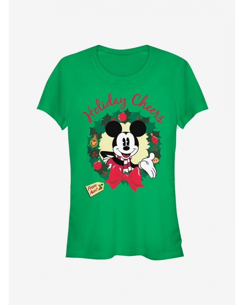 Disney Mickey Mouse Holiday Cheers From Aunt Classic Girls T-Shirt $10.96 T-Shirts