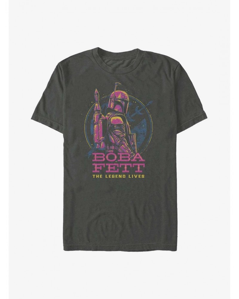 Star Wars The Book Of Boba Fett Neon Boba T-Shirt $7.89 T-Shirts