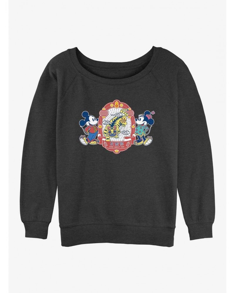 Disney Mickey Mouse Care About You Girls Slouchy Sweatshirt $12.92 Sweatshirts