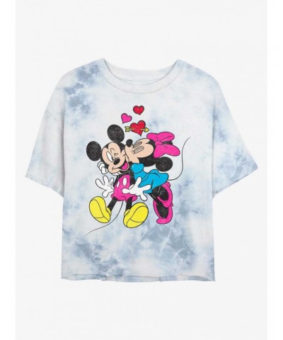 Disney Mickey Mouse Loves and Kisses Tie-Dye Girls Crop T-Shirt $11.27 T-Shirts