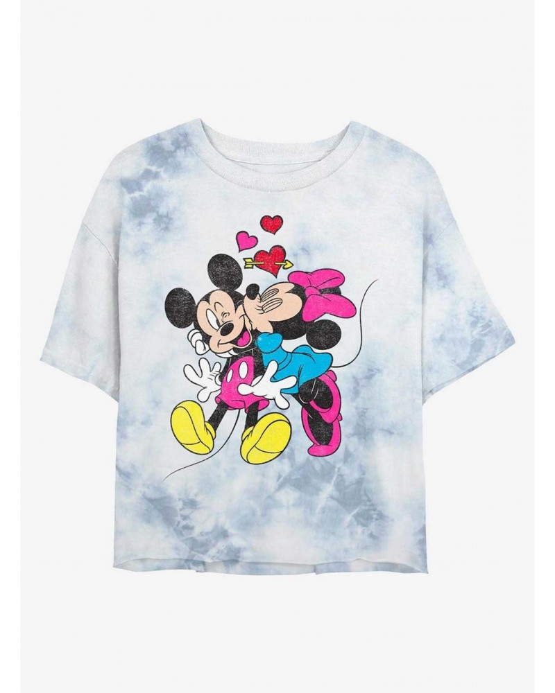 Disney Mickey Mouse Loves and Kisses Tie-Dye Girls Crop T-Shirt $11.27 T-Shirts