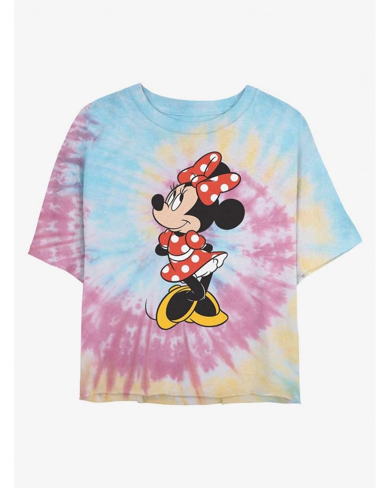 Disney Minnie Mouse Classic Minnie Tie Dye Crop Girls T-Shirt $8.61 T-Shirts