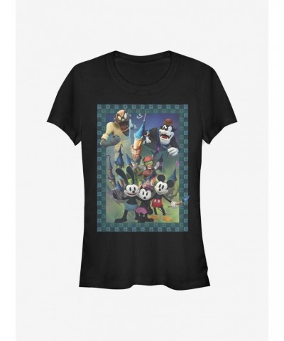 Disney Epic Mickey Characters Group Poster Style Girls T-Shirt $11.21 T-Shirts