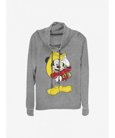 Disney Mickey Mouse Mickey Firefighter Cowlneck Long-Sleeve Girls Top $15.72 Tops