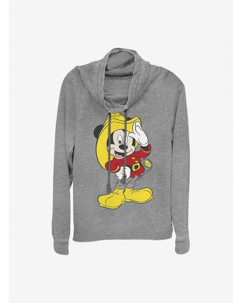 Disney Mickey Mouse Mickey Firefighter Cowlneck Long-Sleeve Girls Top $15.72 Tops