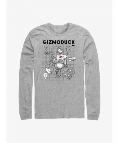 Disney Ducktales Gizomoduck Schematic Long Sleeve T-Shirt $11.19 T-Shirts