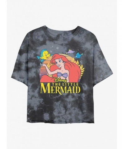 Disney The Little Mermaid Sunset Friends Tie-Dye Girls Crop T-Shirt $13.29 T-Shirts