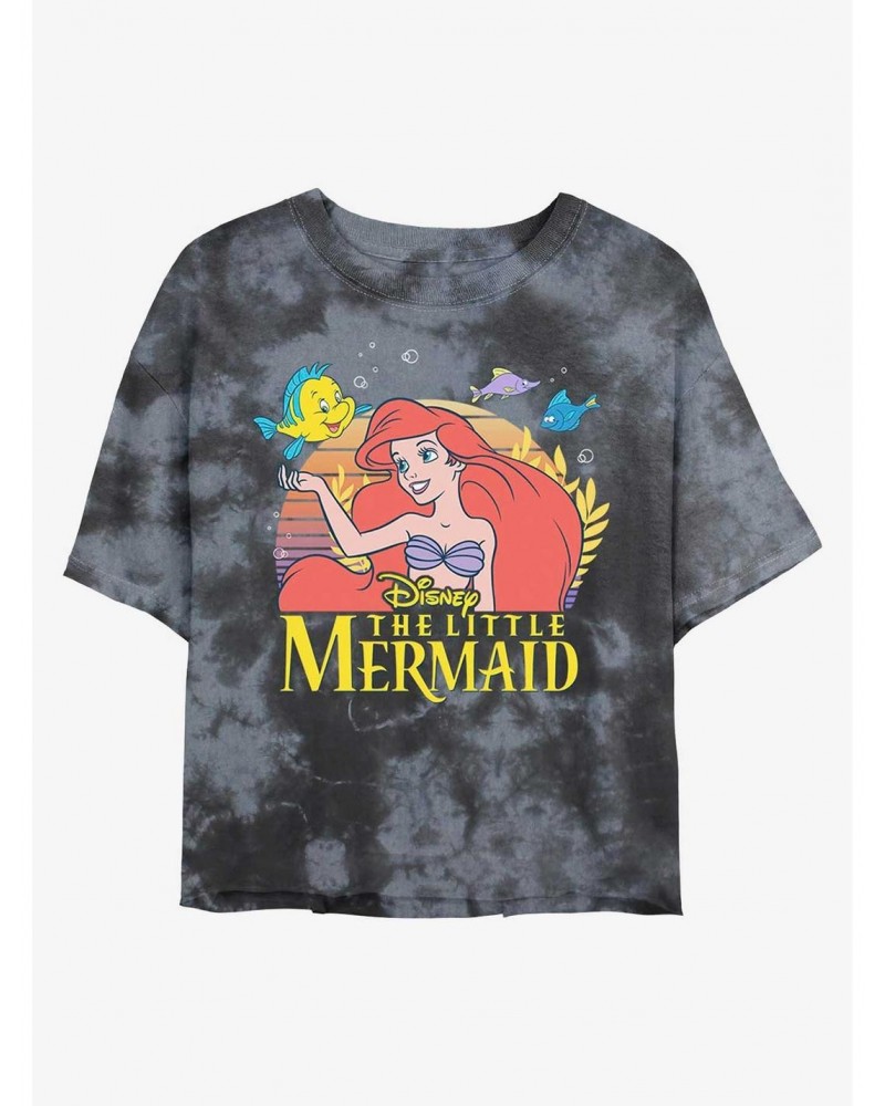 Disney The Little Mermaid Sunset Friends Tie-Dye Girls Crop T-Shirt $13.29 T-Shirts