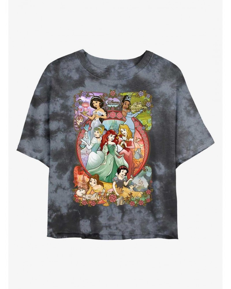 Disney Princesses Princess Power Tie-Dye Girls Crop T-Shirt $10.69 T-Shirts