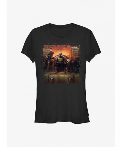 Star Wars The Book Of Boba Fett Boba Painterly Throne Girls T-Shirt $11.45 T-Shirts