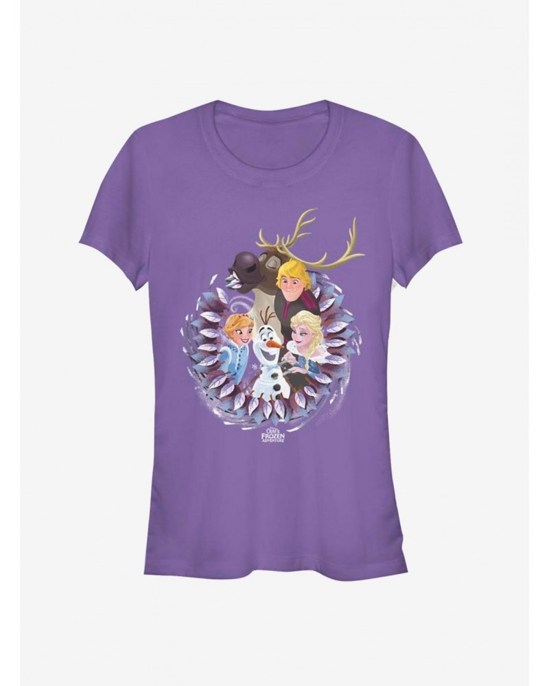 Disney Frozen Wreath Group Girls T-Shirt $7.97 T-Shirts