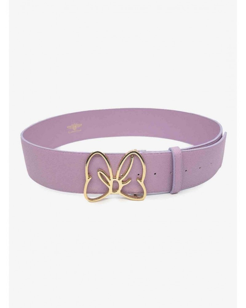 Disney Minnie Mouse Gold Bow Buckle Lilac Vegan Leather Belt $14.78 Belts