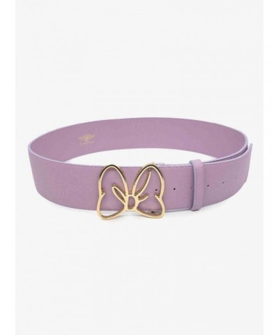 Disney Minnie Mouse Gold Bow Buckle Lilac Vegan Leather Belt $14.78 Belts