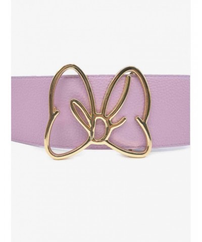 Disney Minnie Mouse Gold Bow Buckle Lilac Vegan Leather Belt $14.78 Belts