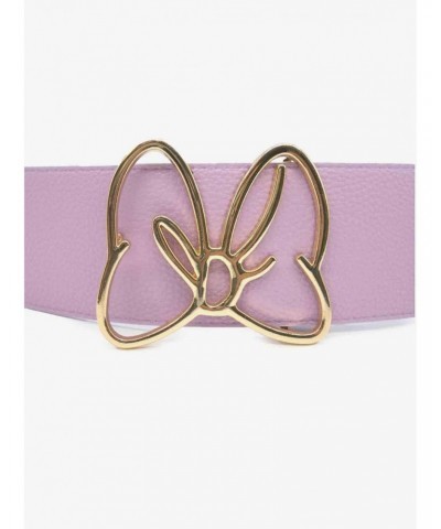 Disney Minnie Mouse Gold Bow Buckle Lilac Vegan Leather Belt $14.78 Belts