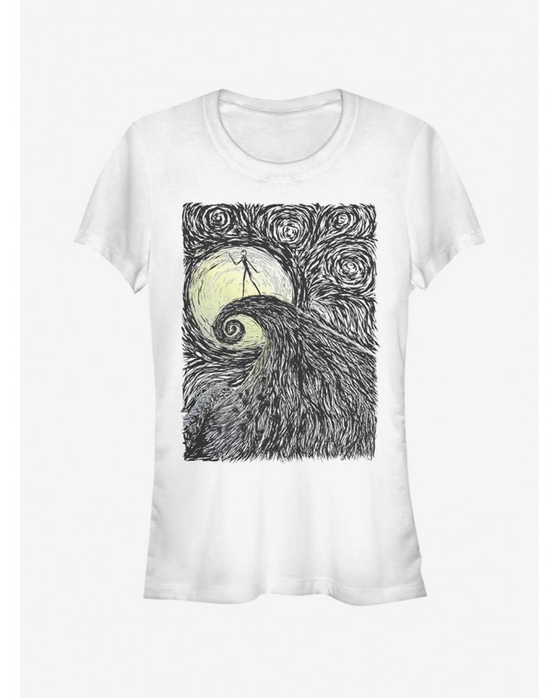 Disney The Nightmare Before Christmas Spiral HIll Painting Classic Girls T-Shirt $9.96 T-Shirts