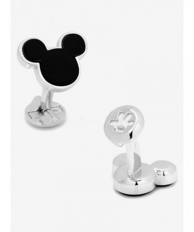 Disney Sterling Silver and Onyx Mickey Mouse Cufflinks $101.71 Cufflinks