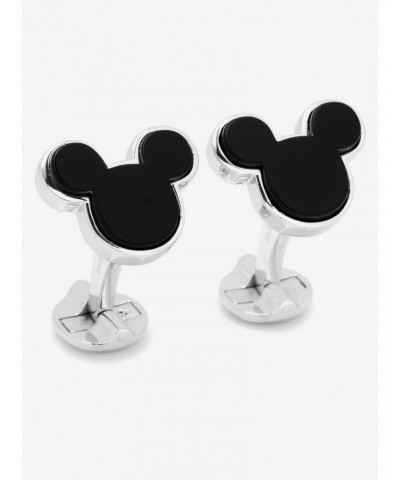 Disney Sterling Silver and Onyx Mickey Mouse Cufflinks $101.71 Cufflinks