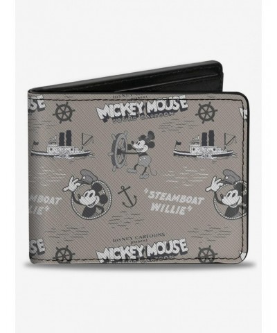 Disney100 Mickey Mouse Steamboat Willie Collage Bifold Wallet $10.51 Wallets