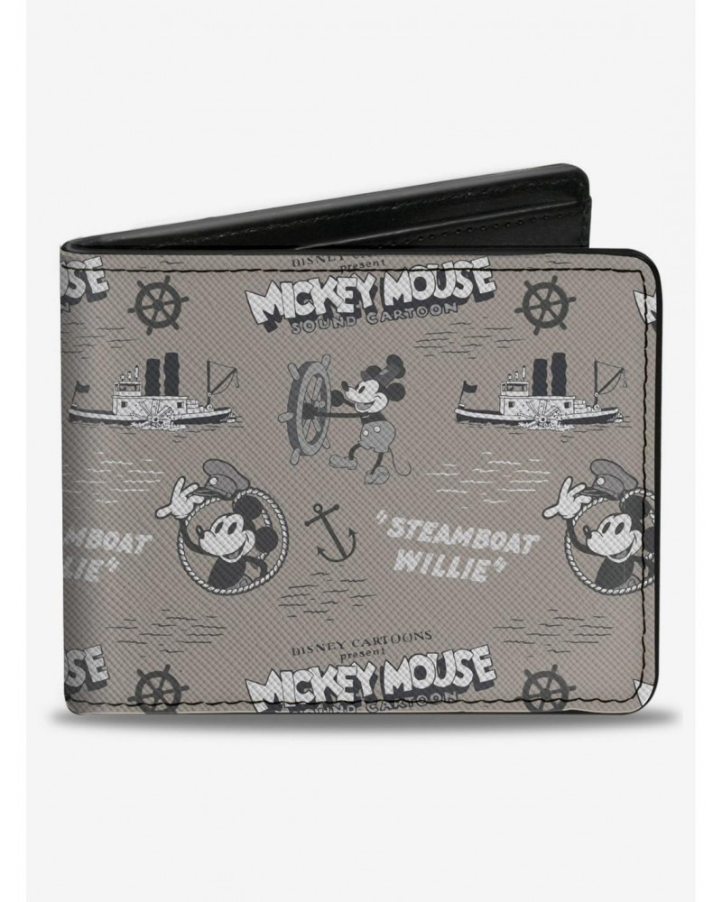 Disney100 Mickey Mouse Steamboat Willie Collage Bifold Wallet $10.51 Wallets