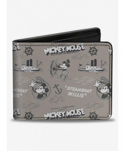 Disney100 Mickey Mouse Steamboat Willie Collage Bifold Wallet $10.51 Wallets