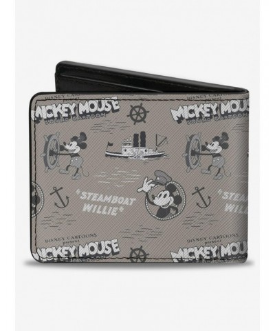 Disney100 Mickey Mouse Steamboat Willie Collage Bifold Wallet $10.51 Wallets